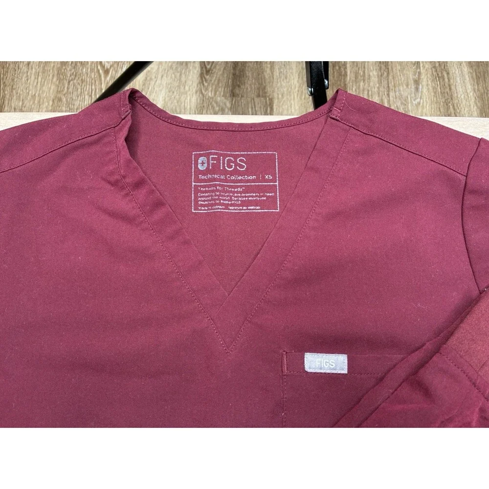 Figs SET Burgundy Catarina Scrub Top Zamora Joggers XS Petite_2